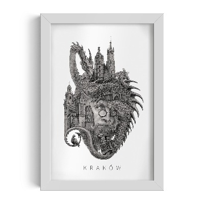 Obraz w białej ramce Kraków Czarno-białe autorstwa Alicji Kocurek