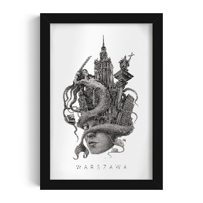 Obraz w czarnej ramce Warszawa Czarno-białe