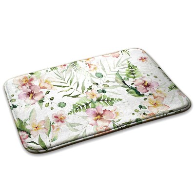 Dywanik przy łóżku do sypialni Kwiatowy motyw z liśćmi i kwiatami