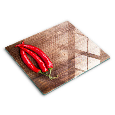 Deska do krojenia 60x52 cm Papryki chili na drewnie