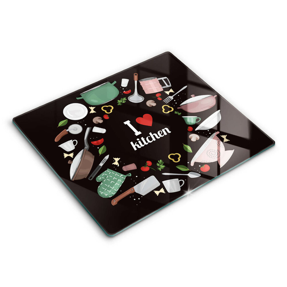 Deska do krojenia 60x52 cm Ilustracja I love kitchen