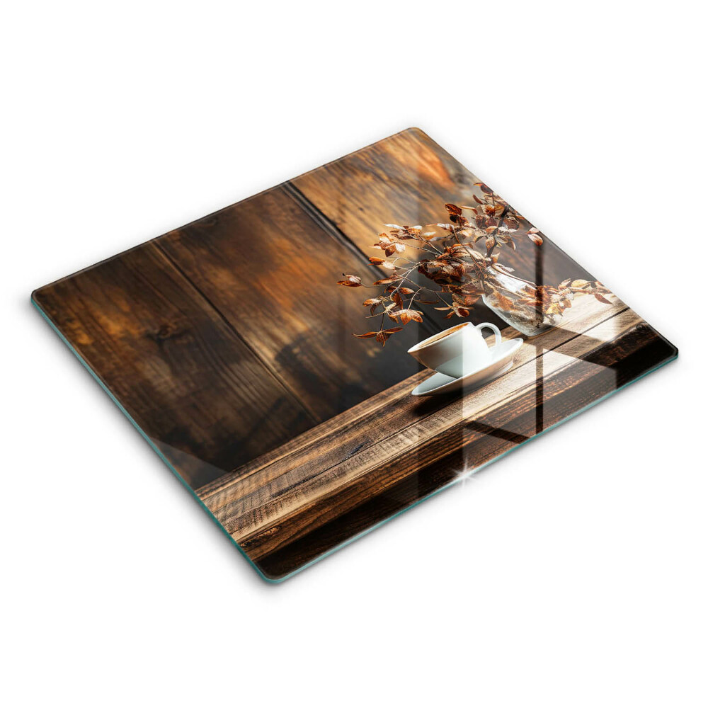 Deska kuchenna 60x52 cm Filiżanka kawy i drewno