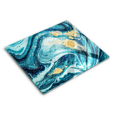 Deska kuchenna 60x52 cm Błękitna abstrakcja złoto