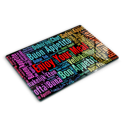 Deska kuchenna 80x52 cm Napisy Smacznego języki