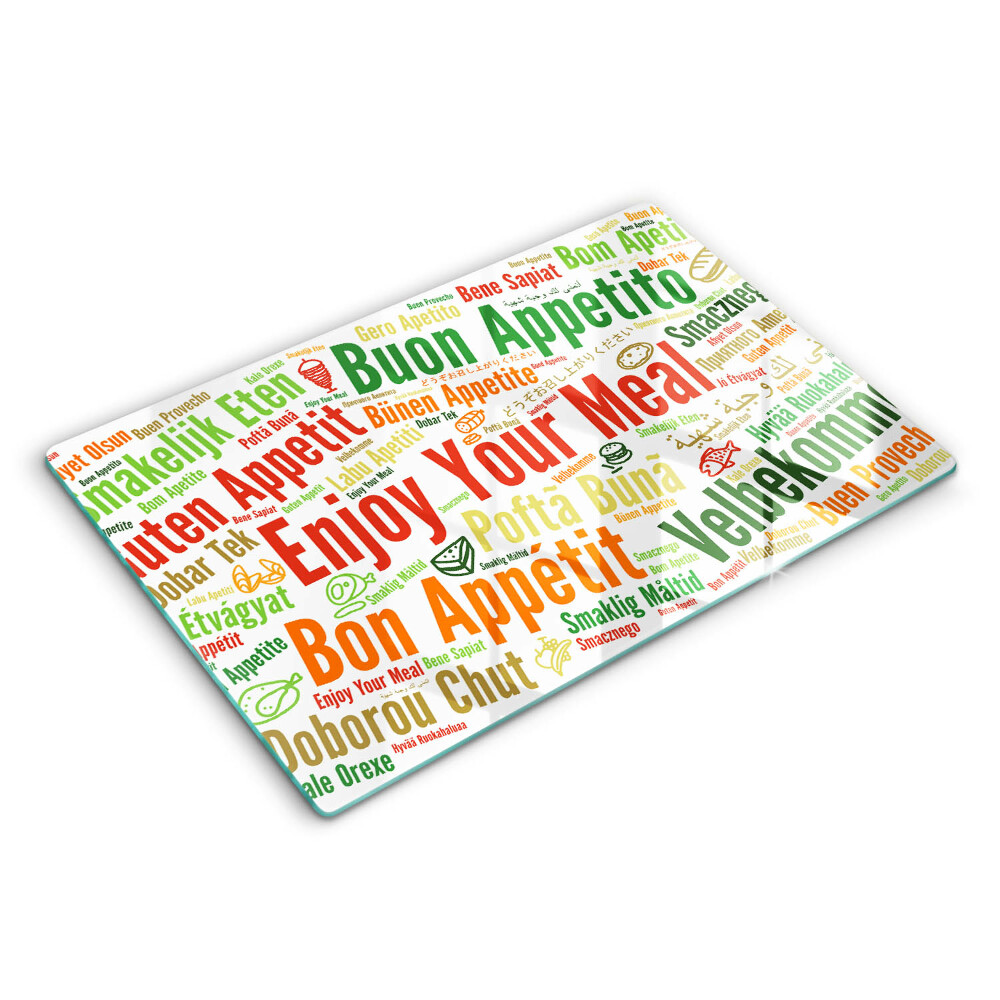 Deska kuchenna 80x52 cm Napisy Smacznego języki