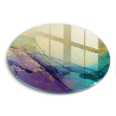 Deska kuchenna szklana okrągła Tło ze złotem