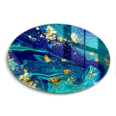 Szklana deska do krojenia okrągła Abstrakcja ze złotem