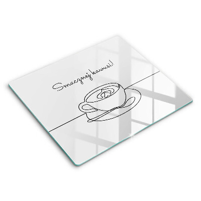 Deska szklana 60x52 cm Kawa Napis: Smacznej Kawusi