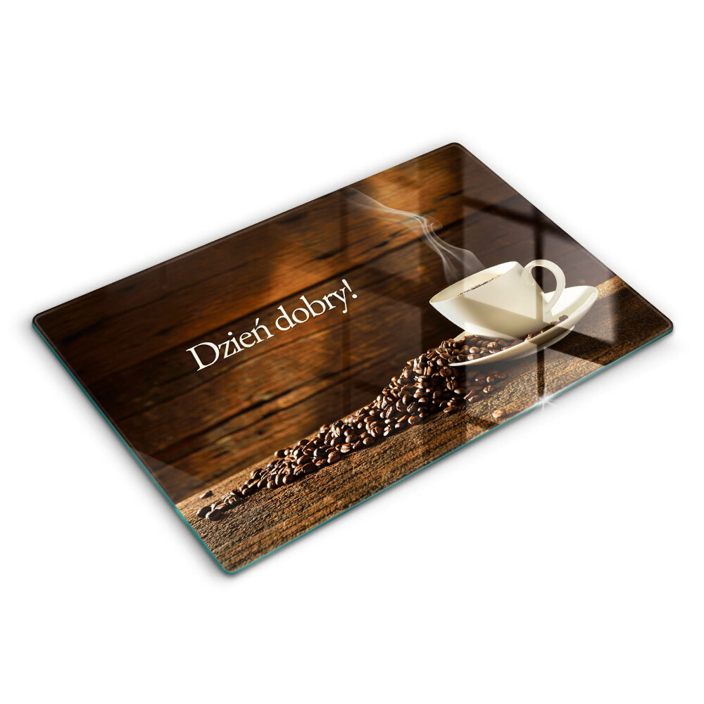 Deska szklana 80x52 cm Dzień dobry! Filiżanka kawy
