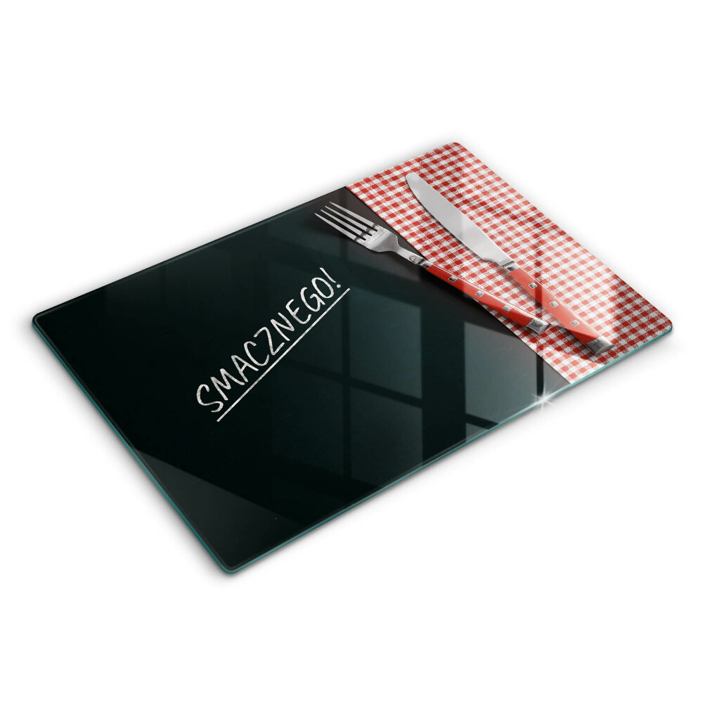 Deska szklana 80x52 cm Napis: Smacznego!