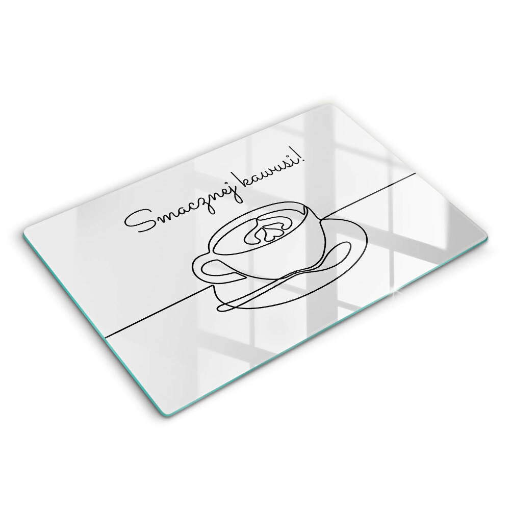 Deska szklana 80x52 cm Kawa, Napis: Smacznej Kawusi