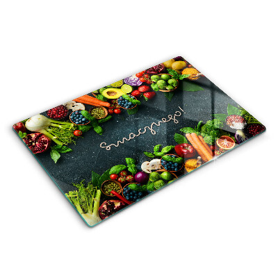 Deska szklana 80x52 cm Owoce i Warzywa, Smacznego!