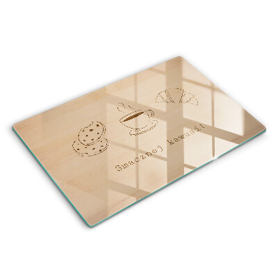 Deska szklana 80x52 cm Motyw, Smacznej kawusi!