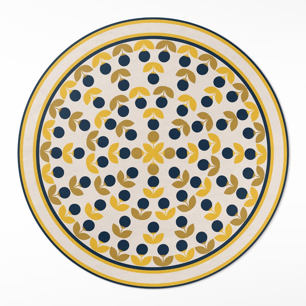 Dywan winylowy okrągły Drobne kwiaty i liście regularny wzór