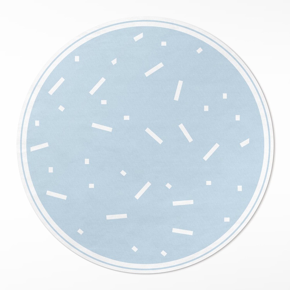 Dywan winylowy okrągły Biała posypka na błękitnym tle