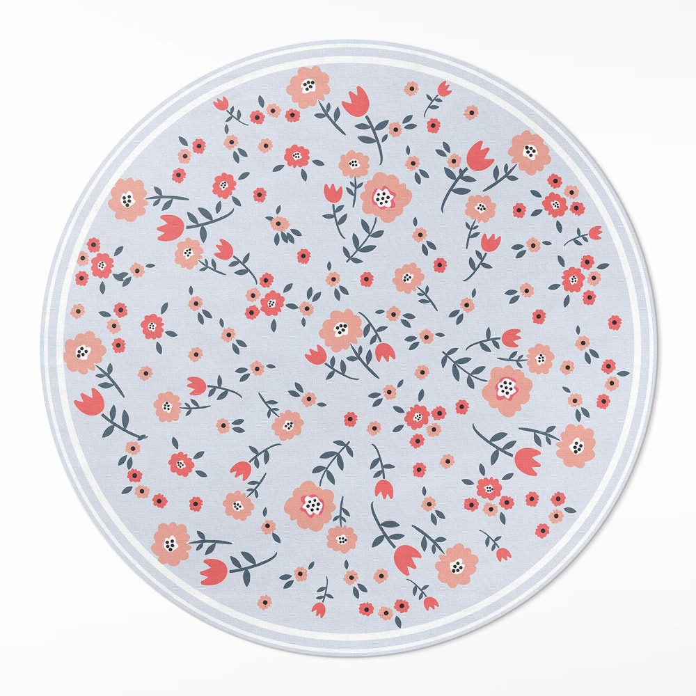 Dywan winylowy okrągły Delikatne kwiaty w pastelowych kolorach