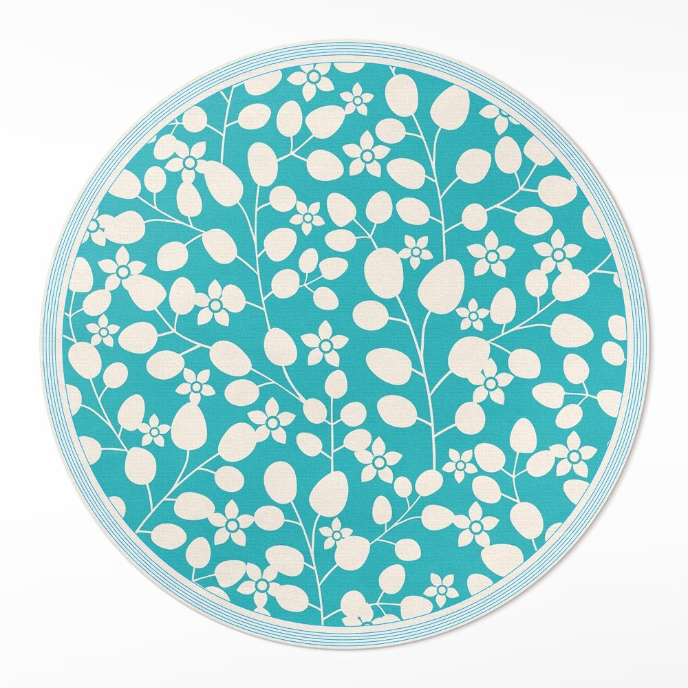 Dywan winylowy okrągły Kompozycja dzikich kwiatów i liści