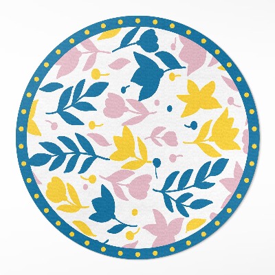 Dywan winylowy okrągły Ilustracja pastelowe kwiaty rośliny