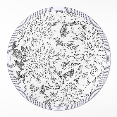 Dywan winylowy okrągły Szkic kwiatów stylowa łąka