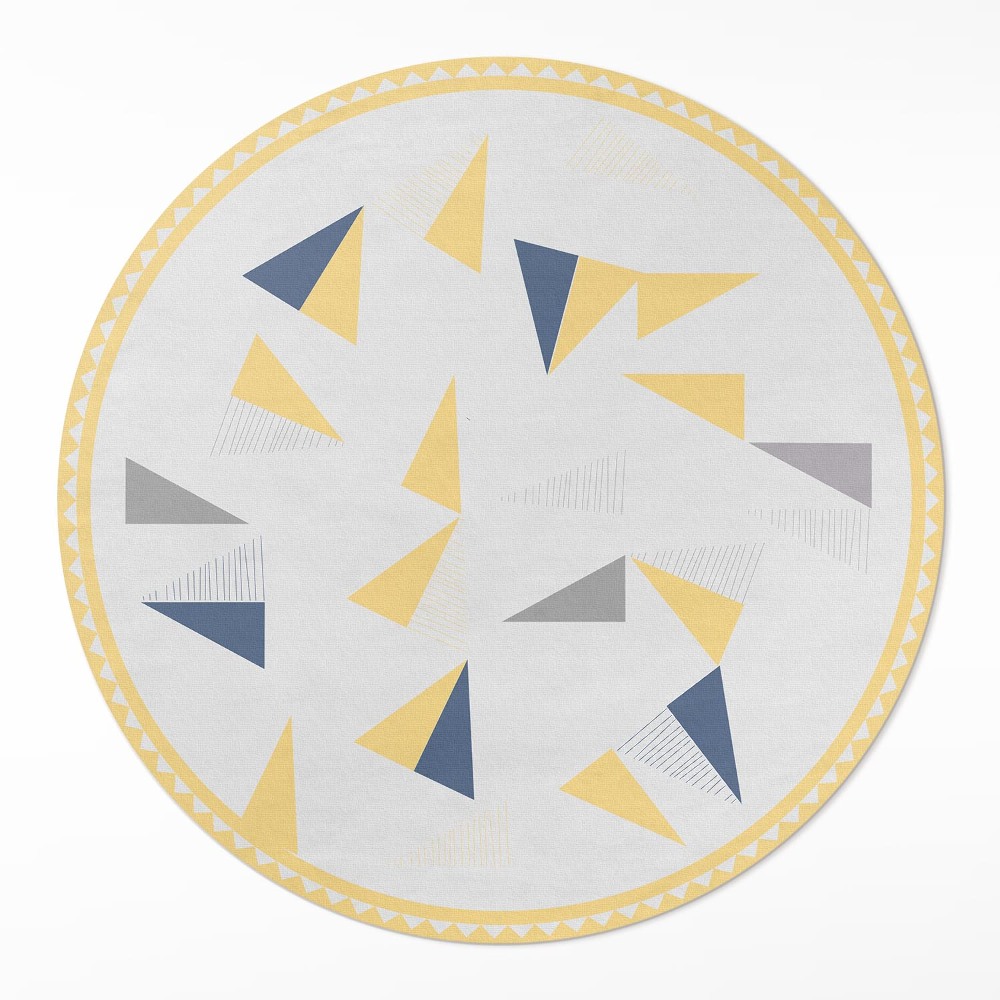 Dywan winylowy okrągły Geometryczna abstrakcja trójkątów