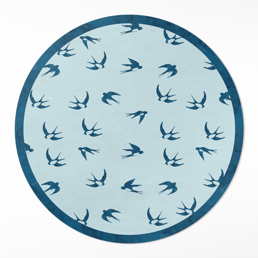 Dywan winylowy okrągły Małe listki na błękitnym tle