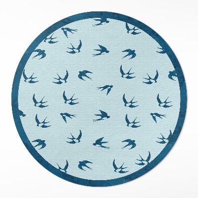 Dywan winylowy okrągły Małe listki na błękitnym tle