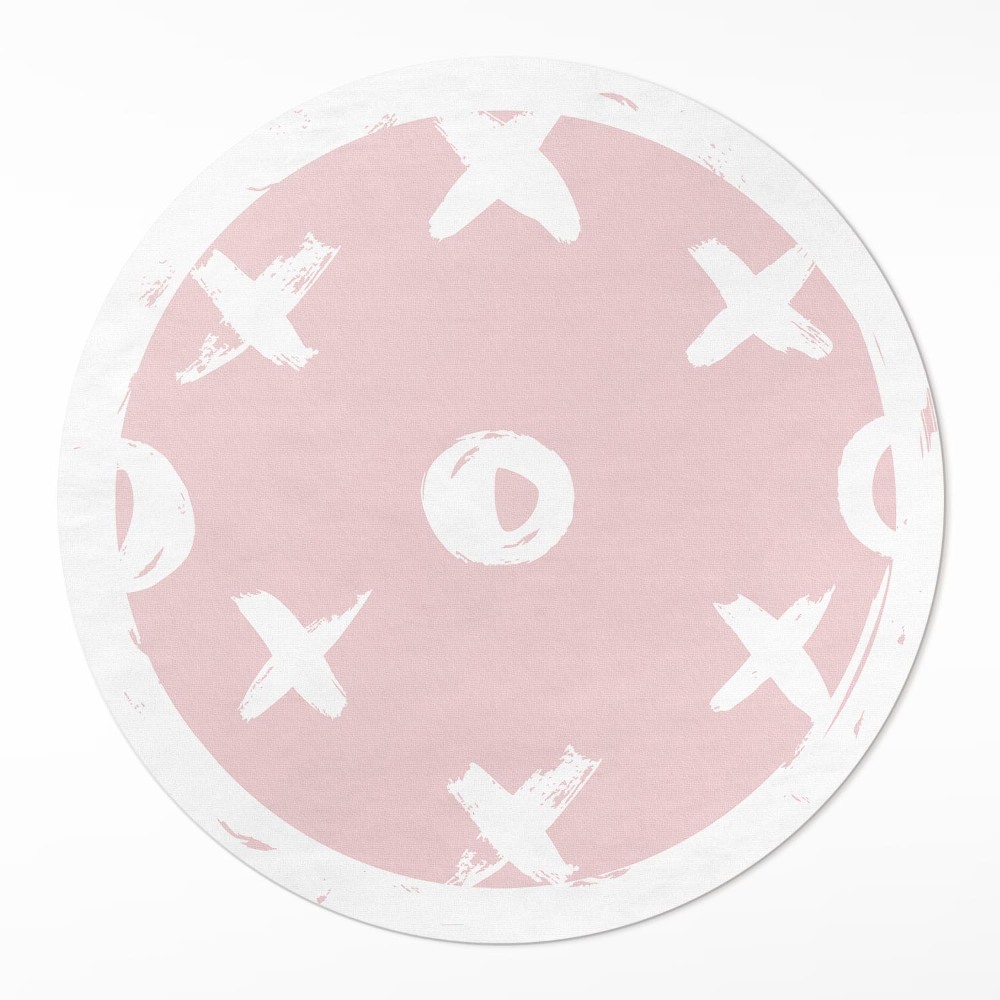 Dywan winylowy okrągły Kółka i krzyżyki na pastelowym tle