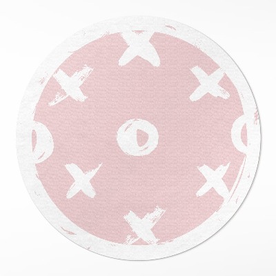 Dywan winylowy okrągły Kółka i krzyżyki na pastelowym tle