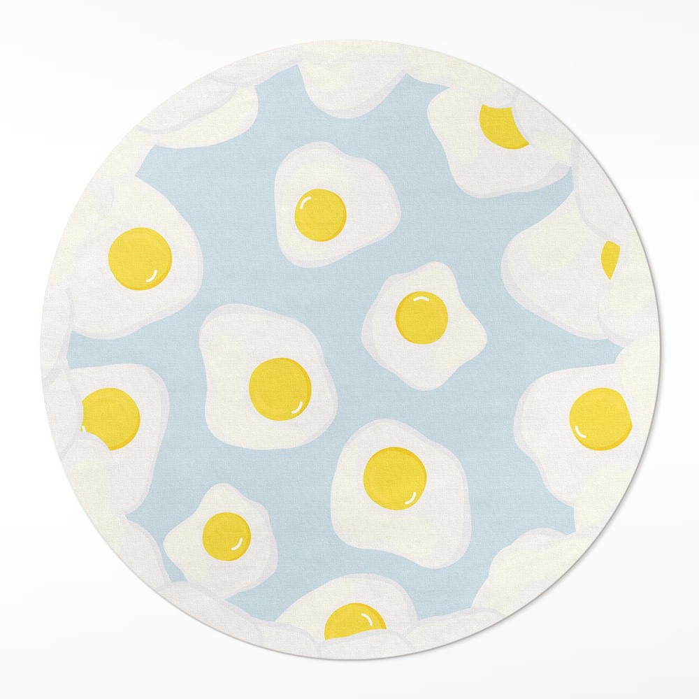 Dywan winylowy okrągły Jajka sadzone na błękitnym tle