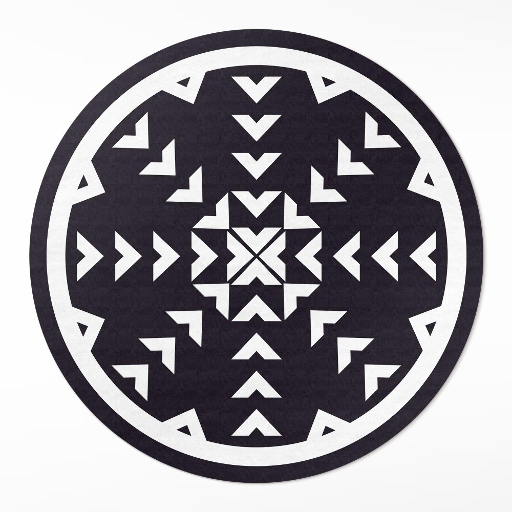 Dywan winylowy okrągły Białe strzałki wzór na ciemnym tle