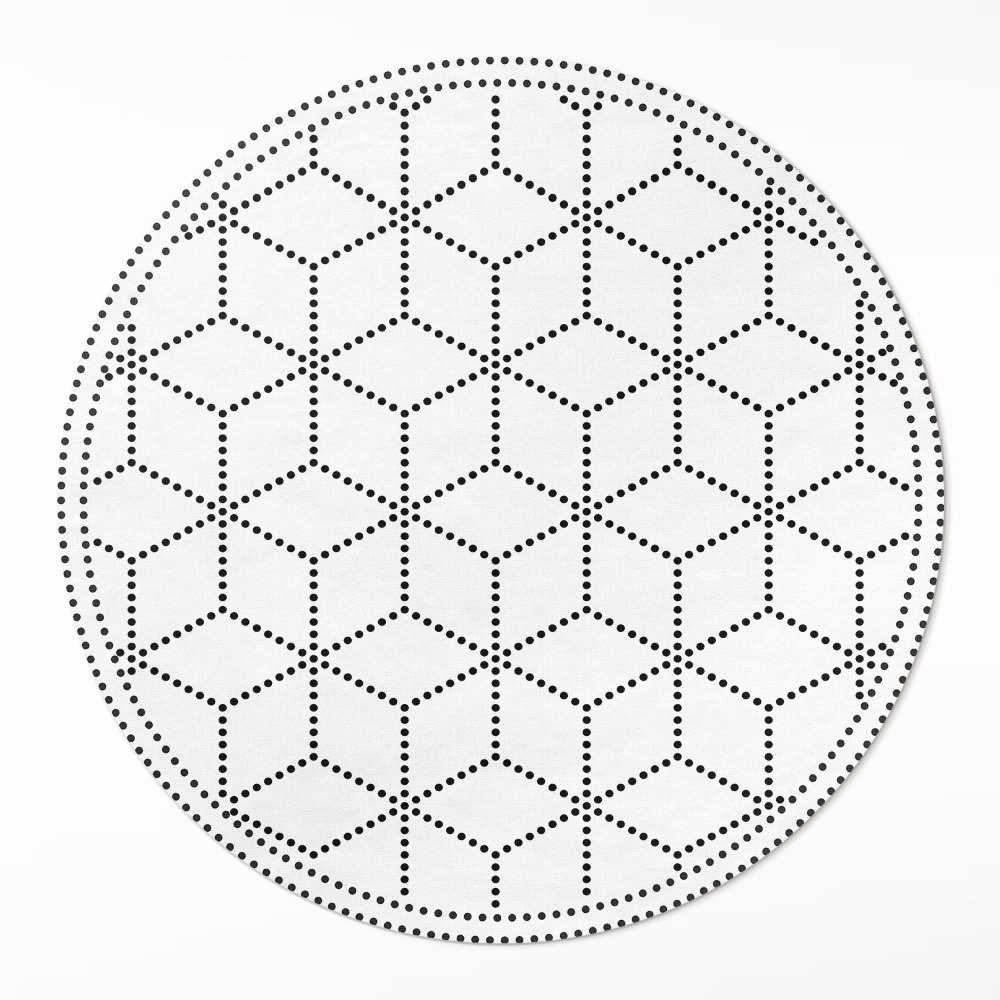 Dywan winylowy okrągły Kostki sześciany 3D nowoczesne kropki