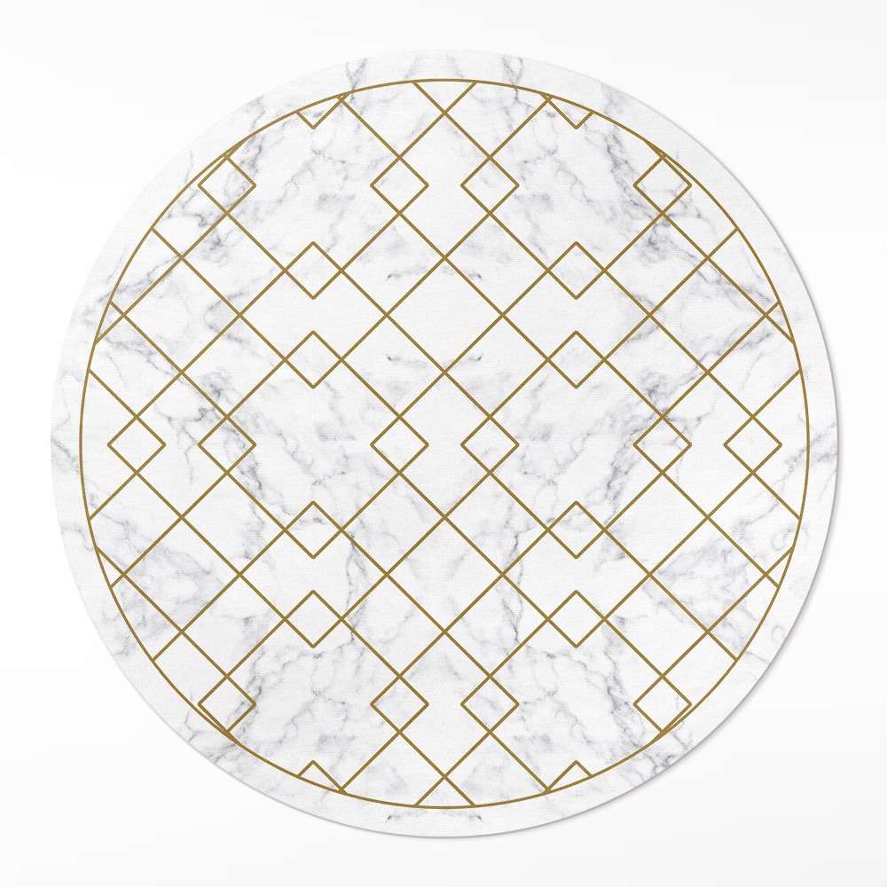 Dywan winylowy okrągły Romby na jasnym marmurze