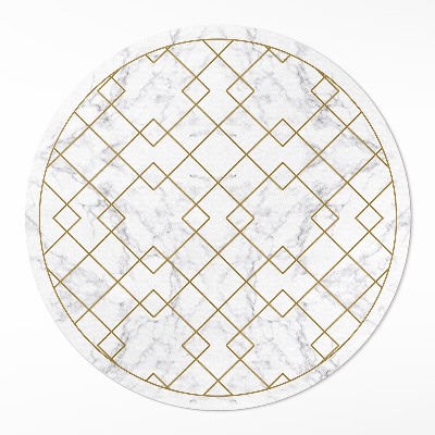 Dywan winylowy okrągły Romby na jasnym marmurze