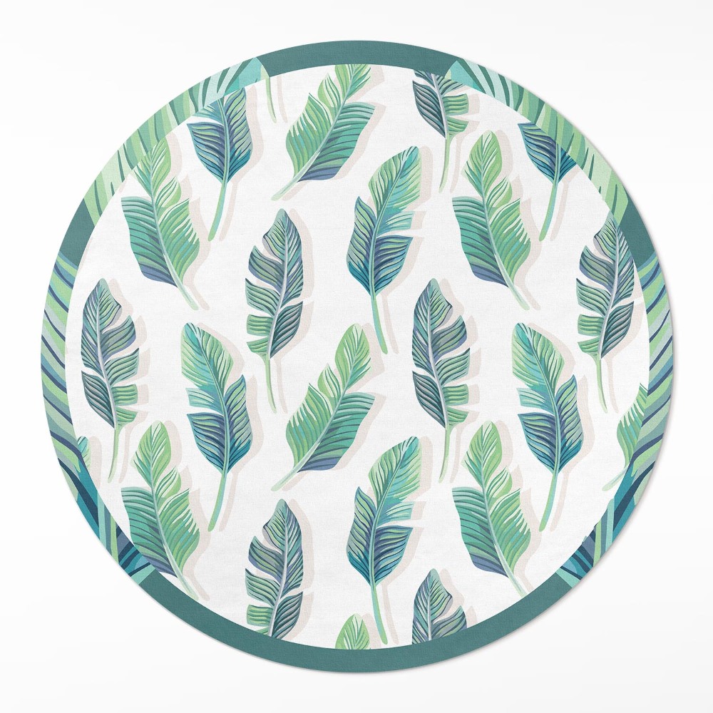 Dywan winylowy okrągły Boho pióra w delikatnym stylu