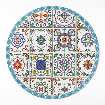 Dywan winylowy okrągły Zdobione kafelki podłogowe