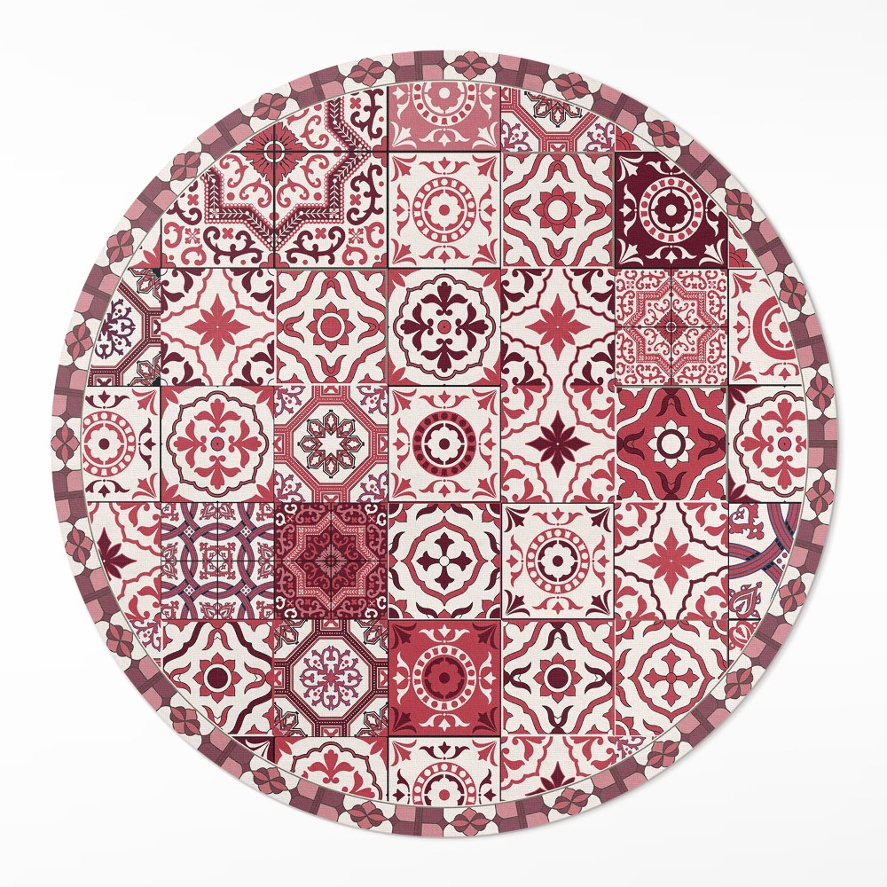 Dywan winylowy okrągły Mozaika wzorzystych kafelków