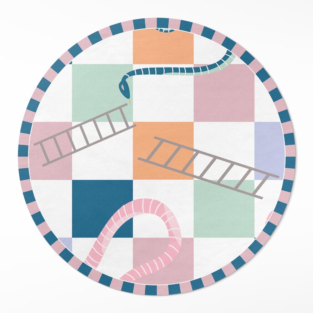 Dywan winylowy okrągły Kolorowa abstrakcyjna szachownica