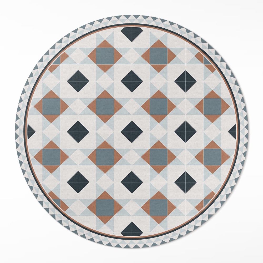 Dywan winylowy okrągły Geometryczna mozaika piękne płytki