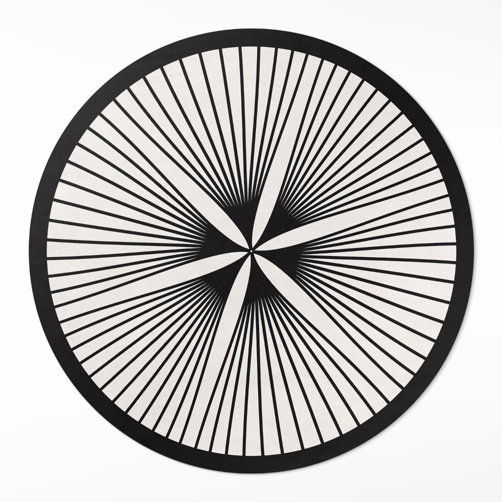 Dywan winylowy okrągły Stylowy kwiat z ciemnych linii