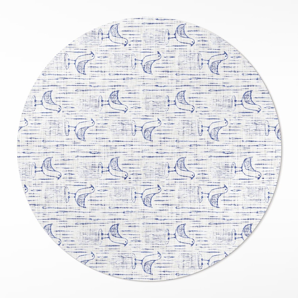 Dywan winylowy okrągły Rysowane ptaki delikatny wzór regularny boho