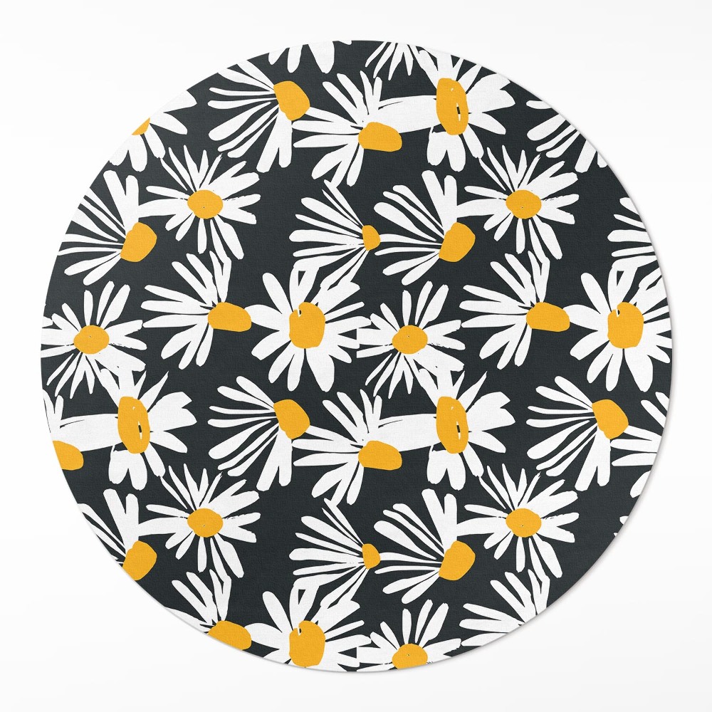 Dywan winylowy okrągły Malowane stokrotki polne kwiatki