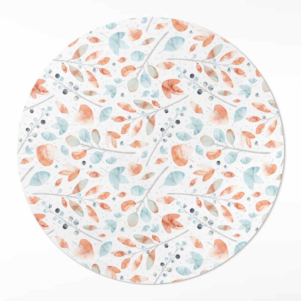 Dywan winylowy okrągły Akwarelowe gałązki i listki boho