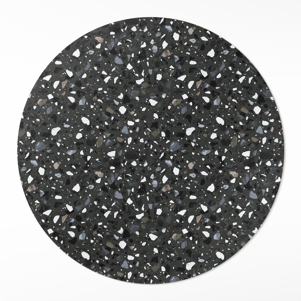 Dywan winylowy okrągły Gres ciemny kamień ozdobny