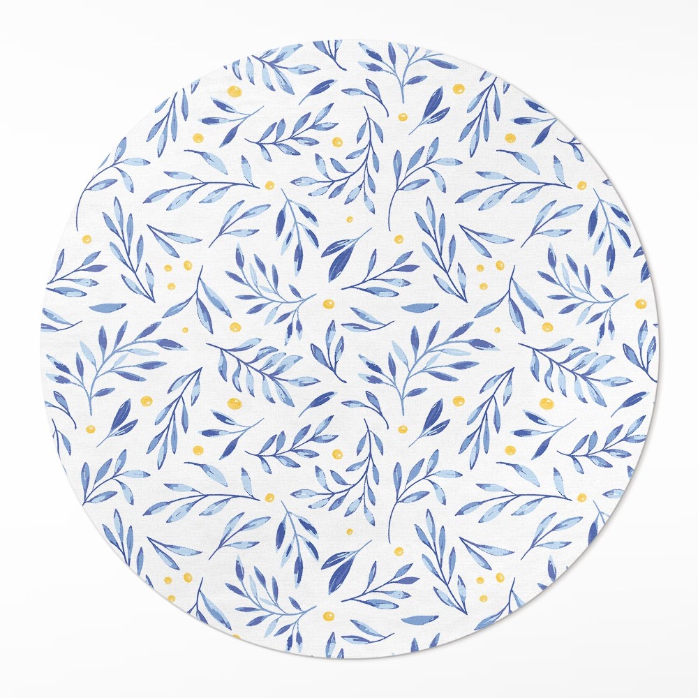 Dywan winylowy okrągły Akwarelowe gałązki listki kropki boho