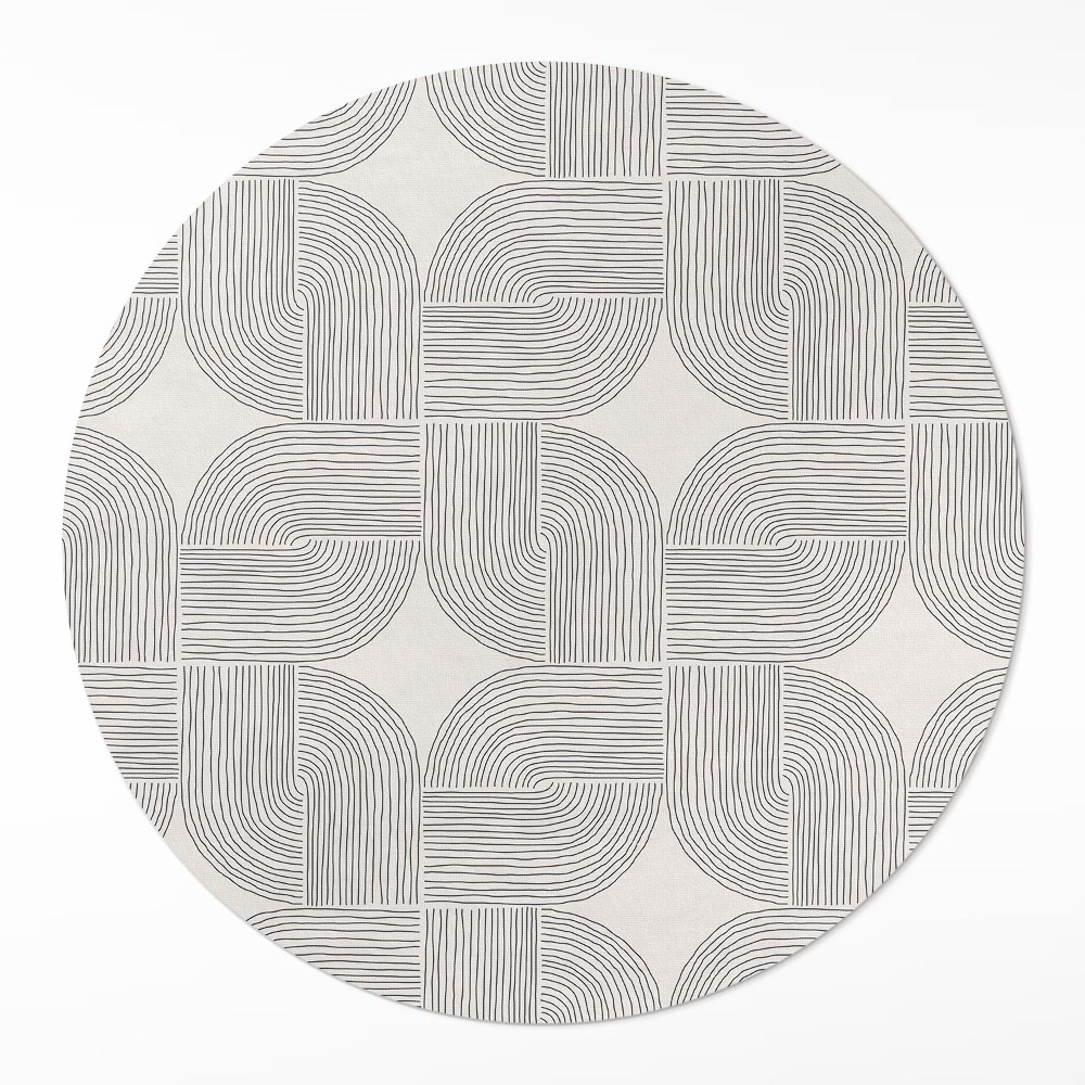 Dywan winylowy okrągły Linearny warkocz ozdobny wzór vintage