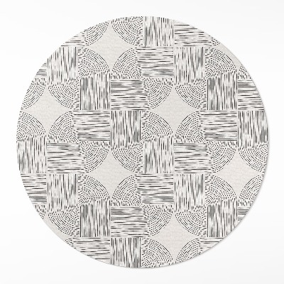 Dywan winylowy okrągły Linearny warkocz ozdobny wzór vintage