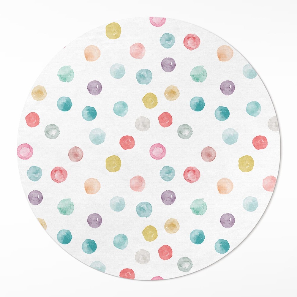 Dywan winylowy okrągły Malowane kropki akwarela boho
