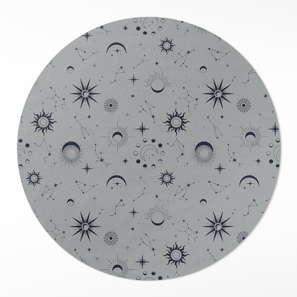 Dywan winylowy okrągły Kosmos księżyce słońca gwiazdy vintage
