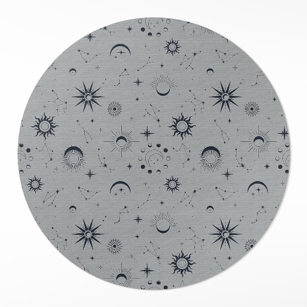 Dywan winylowy okrągły Kosmos księżyce słońca gwiazdy vintage