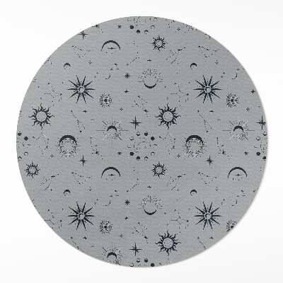 Dywan winylowy okrągły Kosmos księżyce słońca gwiazdy vintage